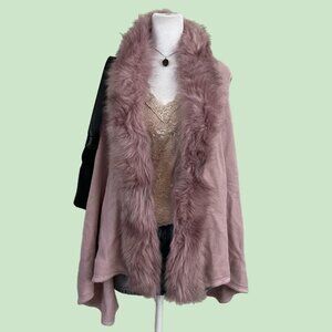 mauve fur trim shrug girly coquette downtown it girl